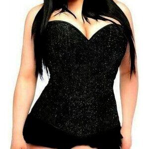 Lavish Black Glitter Side Zipper Corset - LV-208-2X